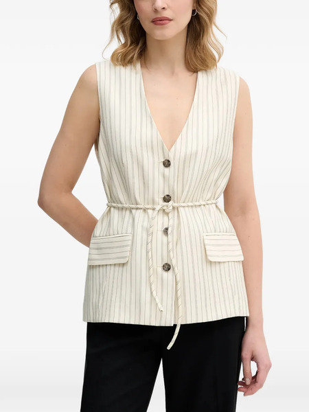  Sisley Chaleco A Rayas Con Botones - Neutro 