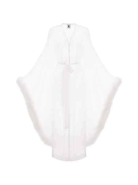  Sleeper Bata Afrodita Con Ribete De Plumas - Blanco 