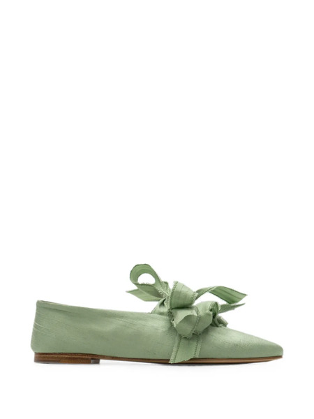  Sleeper Mille-feuille Bow-detail Silk Ballet Flats - Verde 