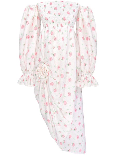  Sleeper Vestido Atlanta Con Rosa Estampada - Blanco 