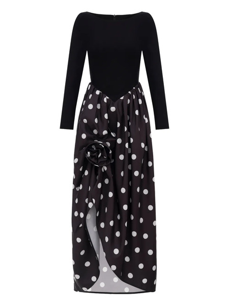  Sleeper Vestido Largo Aurora Con Lunares - Negro 