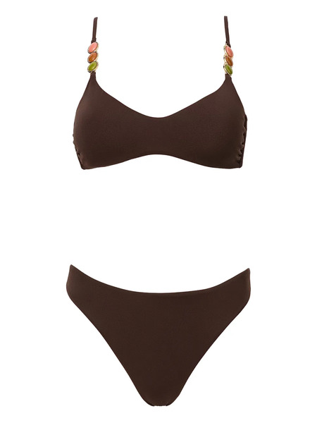  Sofia Erhan Bikini Giselle Con Apliques - Marrón 