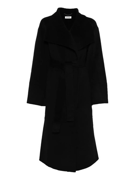  Soft Goat Abrigo Con Solapas Anchas - Negro 