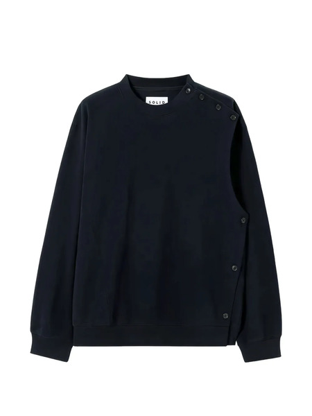  Solid Homme Sudadera Con Detalles De Botones - Azul 