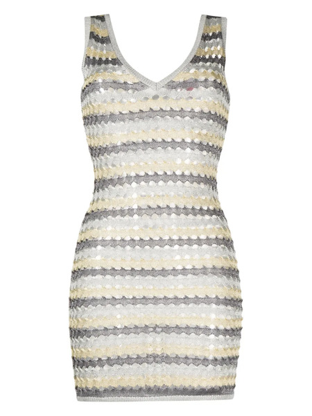  Solid & Striped Vestido Corto De Ganchillo - Plateado 