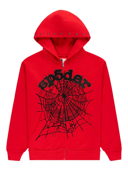  Sp5der Sudadera Og Web Studded Con Capucha - Rojo 