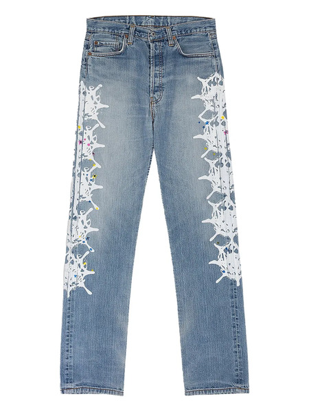  Sp5der Vaqueros Con Estampado Web - Azul 