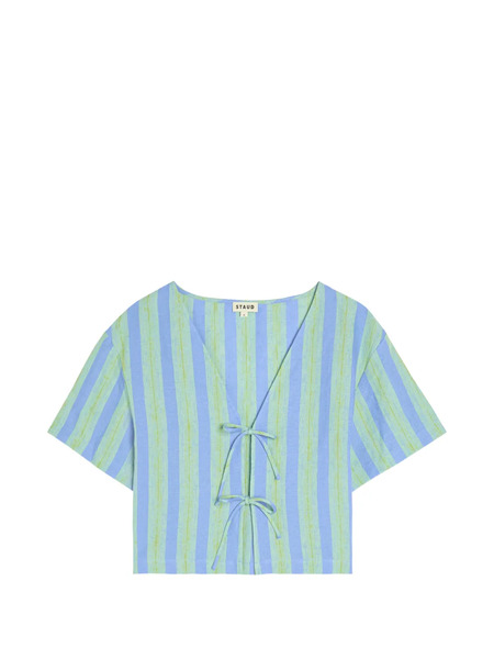  Staud Blusa Ava A Rayas - Azul 