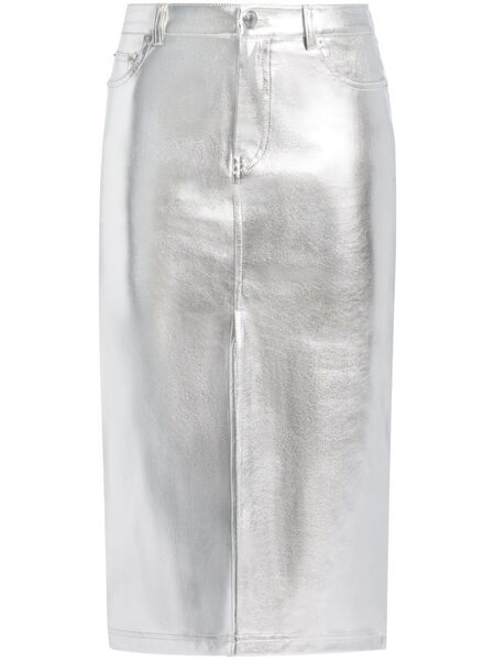  Staud Falda Midi Oaklyn - Plateado 