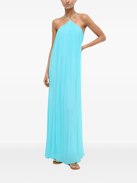  Staud Vestido Largo Dasha Con Cuello Halter - Azul 