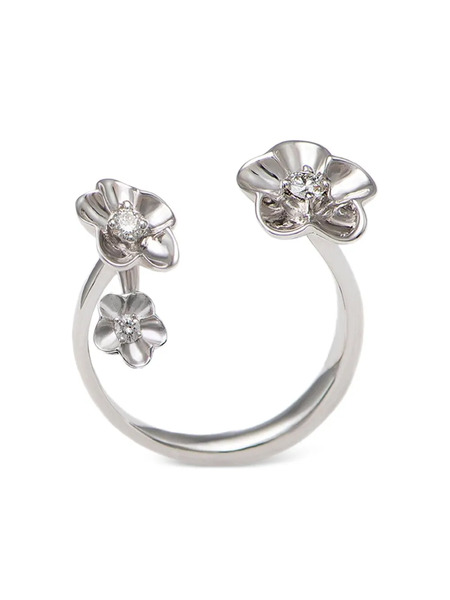  Stefere Anillo Bloom En Oro Blanco De 18 Ct Con Diamantes - Plateado 