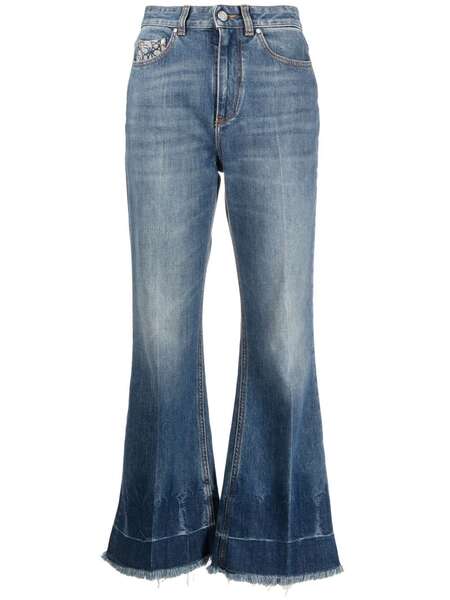  Stella Mccartney Vaqueros Capri Con Bordes Deshilachados - Azul 