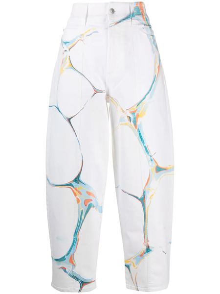  Stella Mccartney Vaqueros Con Estampado Marmolado - Blanco 