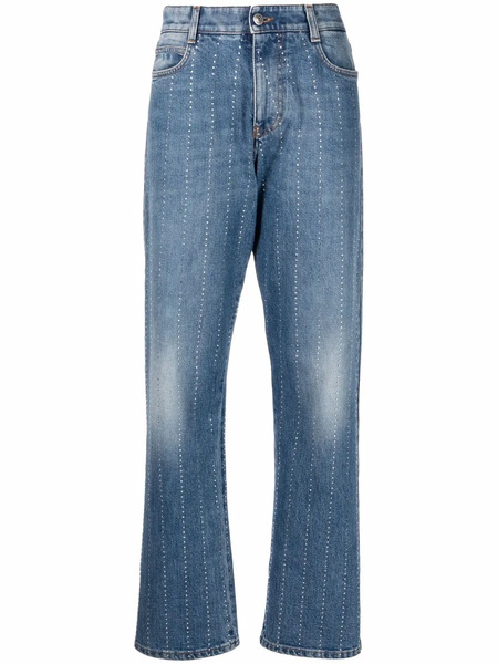  Stella Mccartney Vaqueros Rectos Con Apliques De Strass - Azul 