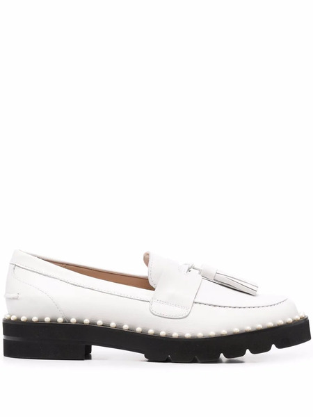  Stuart Weitzman Mocasines Con Detalle De Borlas - Blanco 