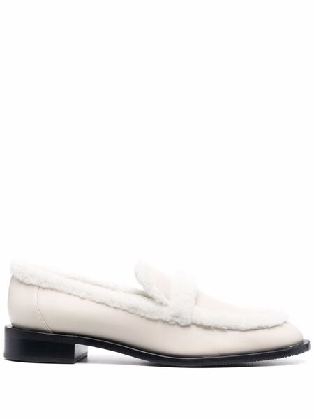  Stuart Weitzman Mocasines Con Ribete De Pelo - Neutro 