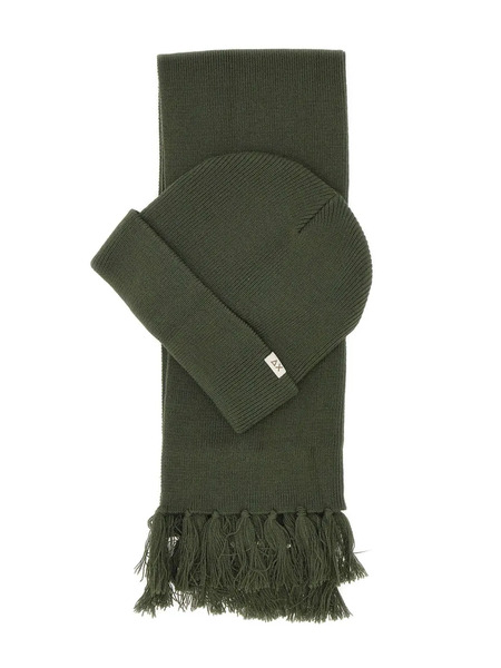  Sun68 Conjunto De Gorro Y Bufanda Con Flecos - Verde 