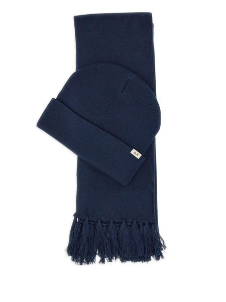  Sun68 Conjunto De Gorro Y Bufanda De Canalé - Azul 