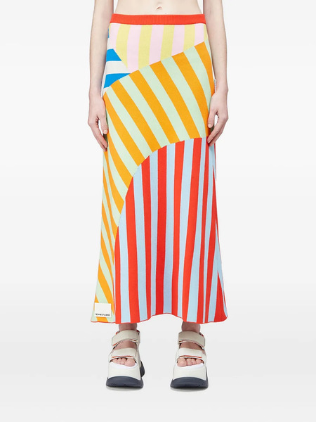  Sunnei Falda Midi Con Paneles A Rayas - Amarillo 