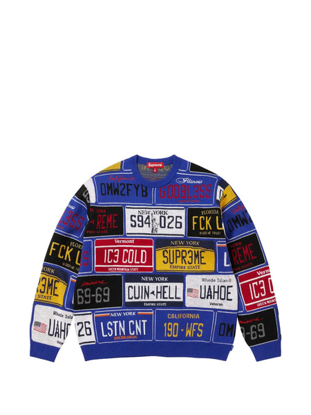  Supreme Jersey Con Matrícula Estampada - Azul 