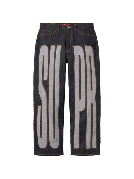  Supreme Vaqueros Inset Spellout Estilo Baggy - Azul 