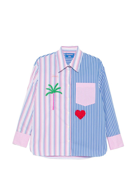  Susanna Blu Camisa Con Rayas Bordadas - Azul 