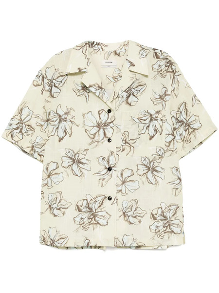 System Camisa Bowling Con Estampado Floral - Le Light Beige 