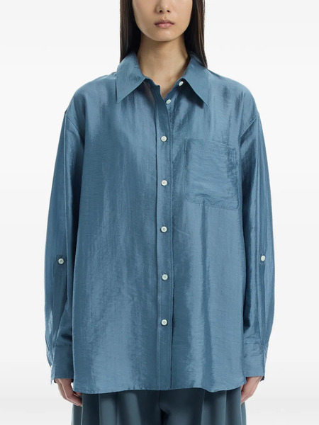  System Camisa Con Bolsillo En El Pecho Y Botones - Azul 