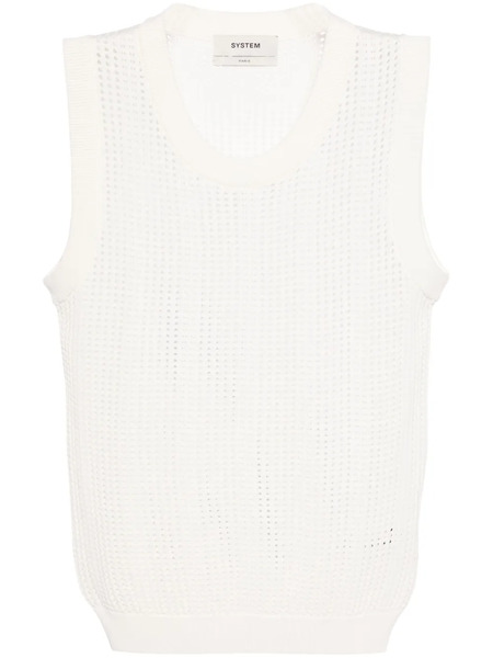  System Top Sin Mangas Con Cuello Redondo - Blanco 