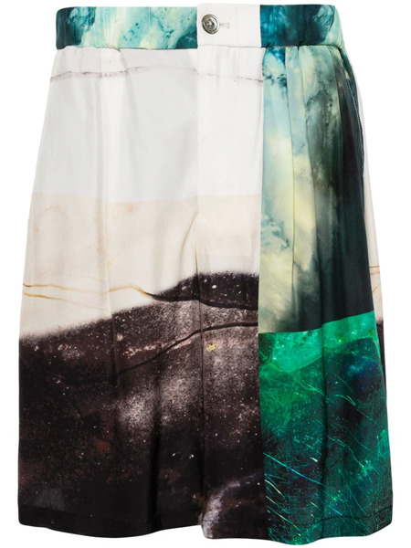  Taakk Bermudas Con Estampado Patchwork - Verde 