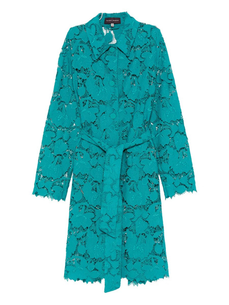  Talbot Runhof Abrigo Con Encaje Floral - Azul 