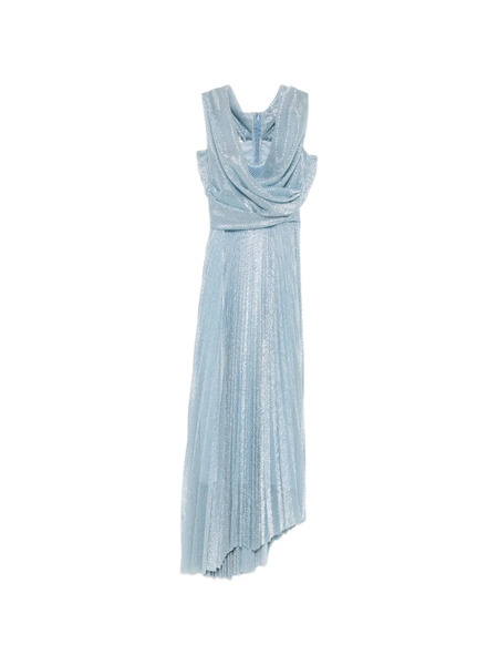  Talbot Runhof Vestido Largo Drapeado - Azul 
