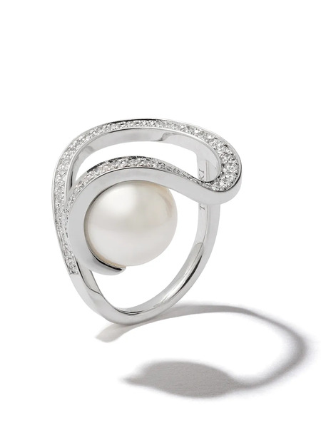  Tasaki Anillo Atelier Aurora En Oro Blanco De 18kt Con Diamantes Y Perlas Del Mar Del Sur - Plateado 