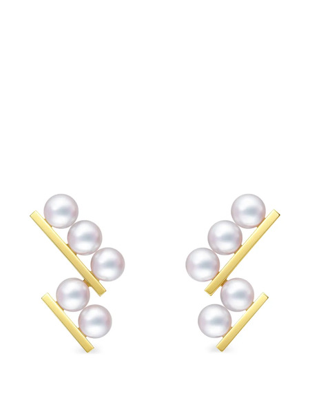  Tasaki Pendientes Balance Step Neo Con Perla - Dorado 