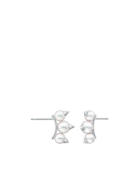  Tasaki Pendientes Collection Line Danger Neo En Oro Blanco De 18 Ct Con Diamantes En Pavé - Plateado 