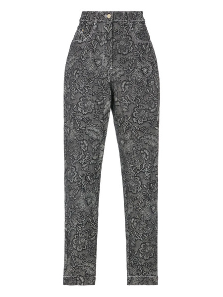  Temperley London Vaqueros Con Estampado Floral - Negro 