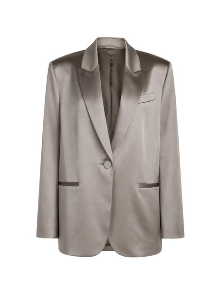  The Sei Single-breasted Oversized Silk Blazer - Gris 