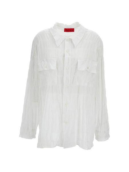  Thelatest Camisa Con Efecto Arrugado - Blanco 