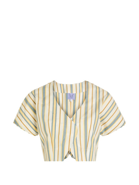  Thierry Colson Blusa Corta A Rayas - Amarillo 