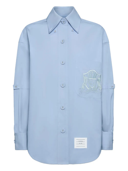  Thom Browne Camisa Con Distintivo Bordado - Azul 