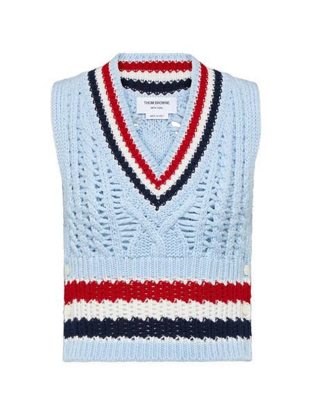  Thom Browne Chaleco Con Rayas Rwb - Azul 
