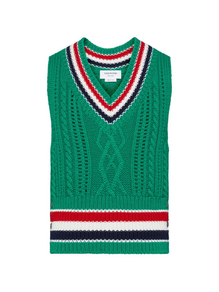  Thom Browne Chaleco Con Rayas Rwb - Verde 