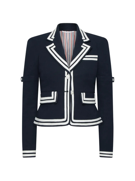  Thom Browne Chaqueta Corta Con Ribetes En Contraste - Azul 