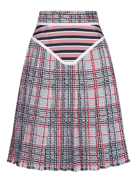  Thom Browne Falda Midi A Rayas - Blanco 