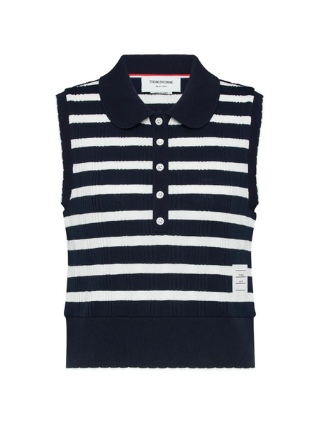  Thom Browne Polo A Rayas - Azul 