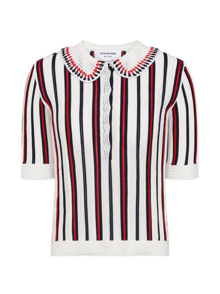 Thom Browne Polo A Rayas - Blanco 