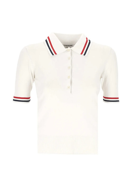  Thom Browne Polo A Rayas - Blanco 