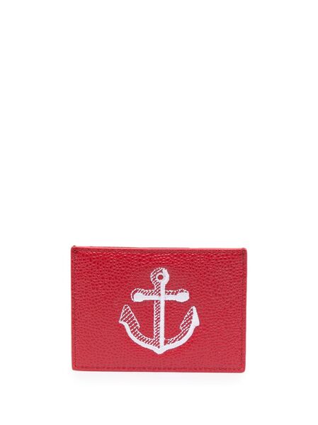  Thom Browne Tarjetero Con Ancla Bordada - Rojo 