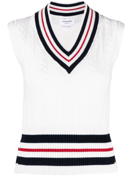  Thom Browne Top Con Rayas Rwb - Blanco 