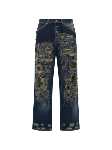 Thug Club Vaqueros Anchos Con Efecto Envejecido - Azul 